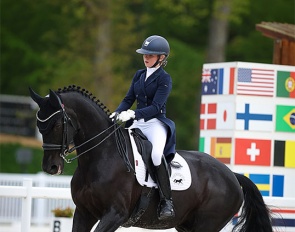 Irish junior rider Sophia Doheny on Batiqar, a horse they discovered for sale in the Eurodressage Equimarket and rode straight onto the Irish team :: Photo © Astrid Appels