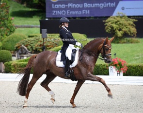 Lana-Pinou Baumgurtel on Emma in the team test at the 2023 European Junior Riders Championships in Kronberg :: Photo © Astrid Appels
