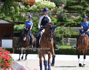 The Italian and Israeli junior riders familiarising their horses with the main competition arena :: Photo © Astrid Appels