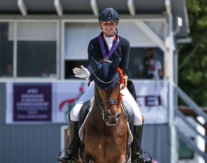Annabella Pidgley and Espe win indvidual gold at the 2023 European Young Riders Championships :: Photo © Anett Somogyvari