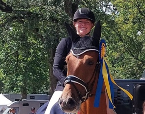 Kara Bosman and Tamagotchi de Tamise are the 4-year old champions at the 2023 Belgian Young Horse Championships