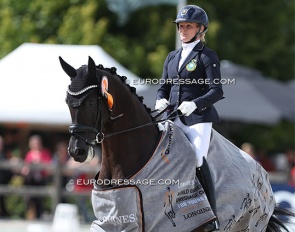 Jeanna Hogberg and BE Allex win the 6-year old preliminary test at the 2023 World Young Horse Championships :: Photo © Astrid Appels