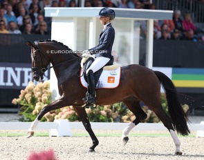 Kirsten Brouwer and Lightning Star RR at the 2022 World Young Horse Championships :: Photo © Astrid Appels