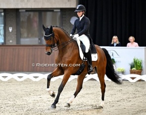 Cathrine Dufour and Hesselhoj Darwin at the 2023 Danish Young Horse Championships :: Photo © Ridehesten