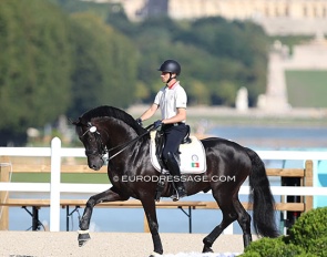 Joao Moreira and Furst Kennedy training in the main stadium at the 2024 Olympic Games :: Photo © Astrid Appels
