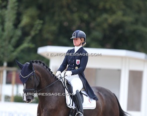 Kristine Moller on Spectre at the 2021 World Young Horse Championships :: Photo © Astrid Appels