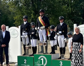 The podium at the 2024 German Professional Dressage Riders Championships: Hesse-Wischerath, Schiergen, Fleischmann