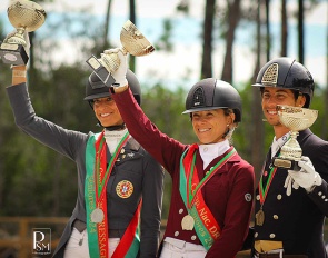 Rita Ralao Duarte, Maria Caetano and Joao Torrao on the podium at the 2024 Portuguese Dressage Championships :: Photo © PSM Photograph