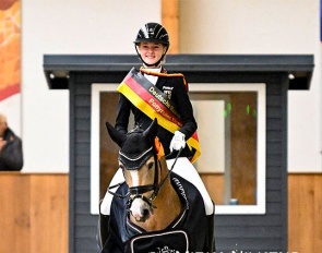 Leni-Sophie Gosmann  on pony Diamantini at the 2024 German Youth Championships :: Photo © Mirka Nilkens