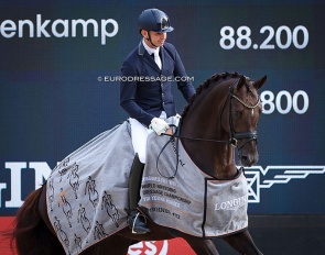 Bart Veeze and Red Viper win the 5-YO preliminary test at the 2024 World Young Horse Championships :: Photo © Astrid Appels