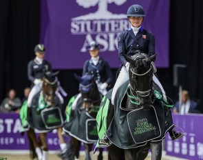 Sophia Ludvigsen leads the lap of honour at the 2024 CDI-W Herning :: Photo © Pernille Hägg