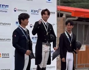 The podium at the 2024 Korean Dressage Championships: Choi, Nam, Kim get the medals 