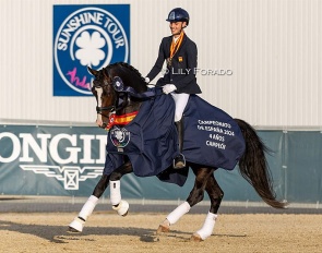 Sergio Moron Basoco on Flanagan Elton win the 4-year old division at the 2024 Spanish Young Horse Championships :: Photo © Lily Forado