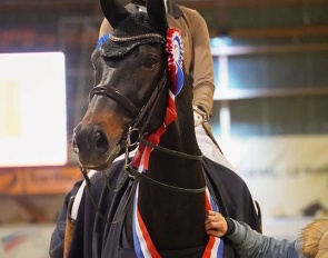 Charlotte Chalvignac Vesin wins the 2024 French Championships for 7-Year Olds. She rode the prize giving on Fursty Majishan :: Photo © Les Garennes