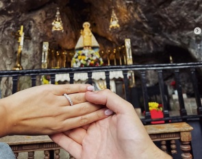  Matute Guimon and  Paloma Zafrilla celebrated their engagement at the Santa Cueva de Covadonga in Asturias :: Photo © Matute