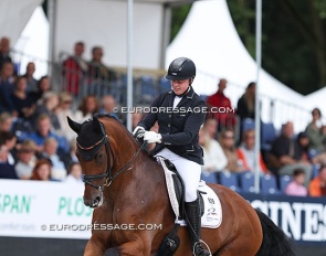 Ann-Christin Wienkamp and Füchtels Indigo at the 2023 World Young Horse Championships :: Photo © Astrid Appels