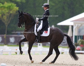 Carina Cassoe Kruth and Heiline's Danciera in the rain at the 2024 CDIO Compiegne :: Photo © Astrid Appels