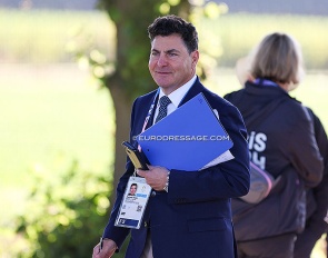 Raphael Saleh, president of the ground jury, at the horse inspection of the 2024 Olympic Games :: Photo © Astrid Appels