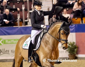 Dorothee Schneider and Etienne at the stallion show held annually Agravis Cup in Munster :: Photo © Thoms Lehmann 