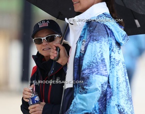 Trainer Debbie McDonald and protegé Adrienne Lyle at the 2024 Olympic Games in Paris :: Photo © Astrid Appels