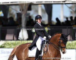 Belinda Trussell and Quincy in the Developing PSG Horse class at the 2025 CDI-W Wellington :: Photo © Astrid Appels