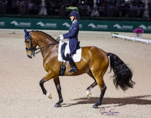 Kasey Perry-Glass and Heartbeat WP at the 2025 Global Dressage Festival in Wellington in their first Grand Prix together :: Photos © Astrid Appels