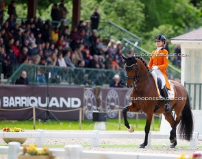 Dutch Olympian Dinja van Liere in front of a packed crowd at the 2024 CDIO Compiègne :: Photo © Astrid Appels