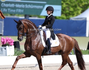 Charlott-Maria Schürmann on Life Time win the Louisdor Cup qualifier at the 2025 CDI Hagen :: Photo © Astrid Appels