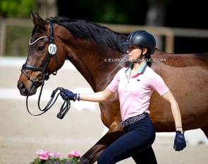 Thailand's Chanjanok Klara Ruecker and Vincent 'N Synch at the horse inspection for the 2025 CDIO Compiegne :: Photo © Astrid Appels