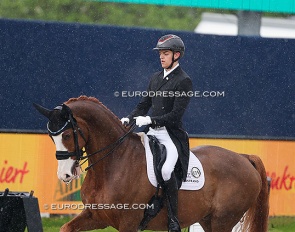 Alexander Yde Helgstrand and Inspiration PF in the rain at the 2025 CDI Hagen :: Photo © Astrid Appels