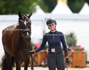 Luca Gartmann and Waterfront Donnie Brasco getting ready for the horse inspection at the 2025 World Young Horse Championships :: Photo © Astrid Appels