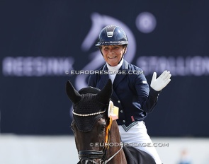 Anne Troensegaard and Slangerupgaards Saffron won the 6-YO Preliminary Test at 2025 World Young Horse Championships :: Photo © Astrid Appels