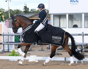 Sarah Higgins and the Chinese owned Geniaal win the PSG titles at the 2025 British Dressage Championships :: Photos © Kevin Sparrow