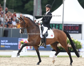 Anders Hoeck and Brandtbjergs Divya at the 2025 World Young Horse Championships :: Photo © Astrid Appels