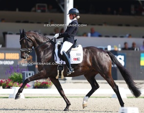 Mette Sejgjerg Jensen and Straight Horse Floriana at the 2024 World Young Horse Championships :: Photo © Astrid Appels