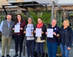 Hans-Christian Matthiesen, Andrea Francés, Carmen Franco, Heike Dittmann, Shiranne Richards and Anne Milne (FEI) at the 2025 CDI-W Radzionkow