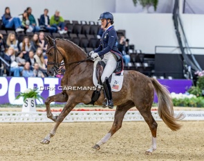 Adrienne Lyle and Helix at the 2025 World Cup Finals in Basel, where they rode their last show (so far). Helix has been sent back to Europe over the summer :: Photo © Dirk Caremans