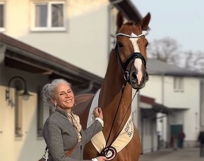 Monic Schmidheiny of Gestut von Bellin with Smaragd Rot von Bellin, one of the champions of the 2026 DSP Licensing