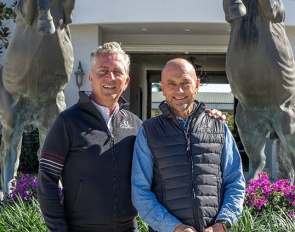 Micha Knol and Lars Petersen at Helgstrand USA in Wellington, Florida