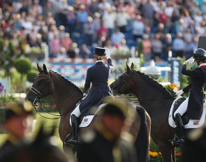 Louise Bell and Into the Blue in the farewell to nations at the 2019 CDIO Aachen :: Photo © Astrid Appels