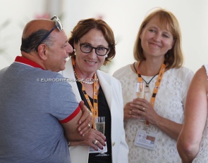 Show organizer Arie Yom-Tov and judges Evi Eisenhardt and Eva-Maria Vint-Warmington at the 2020 European Youth Championships :: Photo © Astrid Appels