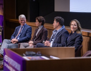 Chair of the FEI Dressage Strategic Action Plan Working Group. George Williams (USA); Monica Theodorescu (GER) and Raphaël Saleh (FRA) both members of the FEI Dressage Strategic Action Plan Working Group; and Chair of the FEI Dressage Committee Diana Al Shaer (PLE). The session was chaired by FEI Director of Dressage, Para Dressage, and Vaulting Ronan Murphy (IRL)