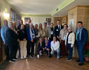 Participants in the FEI/IDOC Transfer Up Course for Young Horse Judges in Ornago