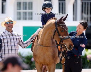 David DaSilva, Bailey DaSilva on Quartett and Adrienne Lyle in the leadline class on Sunday 15 February 2026 :: Photo © Astrid Appels