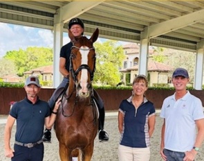 Nicholas Fyffe, David Marcus on Qosmo, horse owner Martha Stover, and Carl Hester
