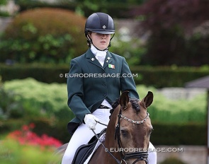 Maeve Deverell on Annaharvey Dunowen (ISH - 2013 gelding by Radolin (KWPN) out of Who Dun It (ISH). Breeder: Henry Deverell) at the 2023 European Children Championships :: Photo © Astrid Appels