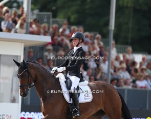 The American owned Felice under Greta Heemsoth at the 2025 World Young Horse Championships :: Photo © Astrid Appels