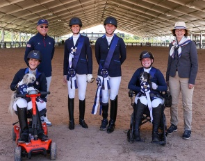 The U.S. Para Dressage Team with Chef d'Equipe and Technical Advisor, Michel Assouline, and FEI Para Dressage judge, Katherine Lucheschi (ITA) (©US Equestrian)