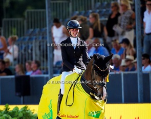 Kira Laura Soddemann and Einfach Imposant B win the 5-year old title at the 2026 World Young Horse Championships :: Photo © Astrid Appels