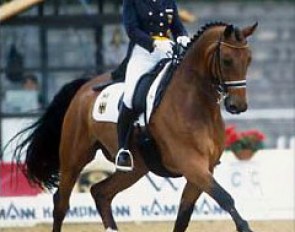 Heike Kemmer and Albano at the 2001 European Dressage Championships in Verden